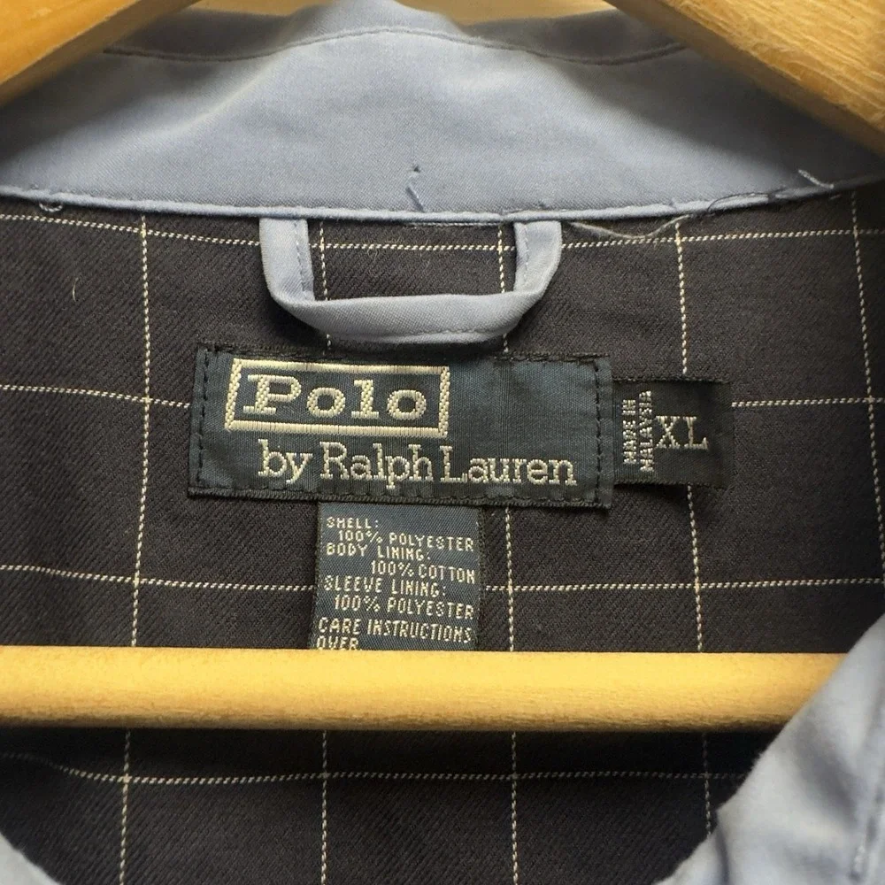 Polo Ralph Lauren Men's Sz XL Blue Zip Plaid Lined Pony Harrington Bomber Jacket